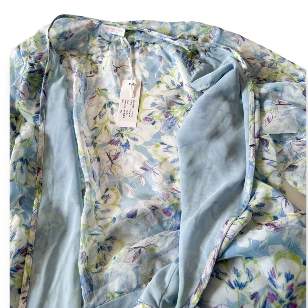 NWT Eywasouls Malibu | Lara Long Sleeve Dress., blue floral, Size M/L - Picture 12 of 16